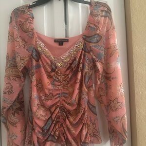 Boston Proper Pink Paisley Blouse